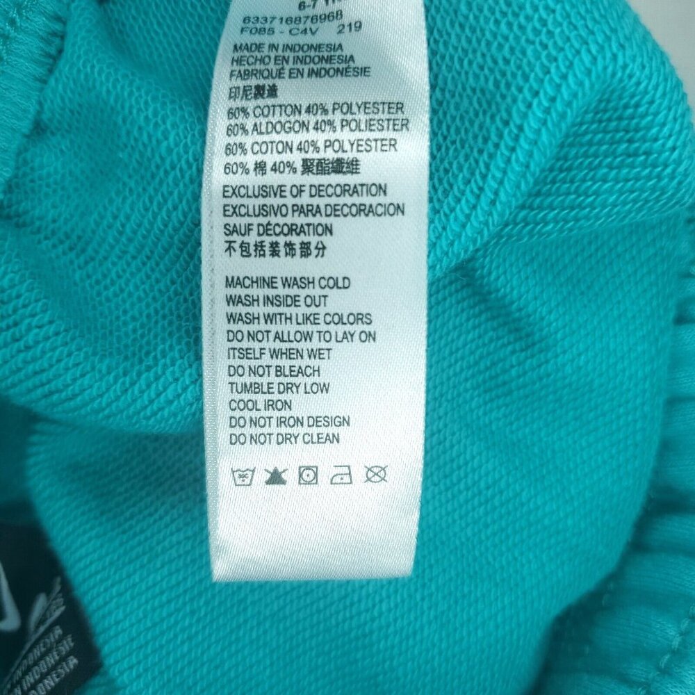 Nike Shorts Girls 6/6X Large Aqua Blue French Terry Lightweight Embroidered Logo - Picture 5 of 9
